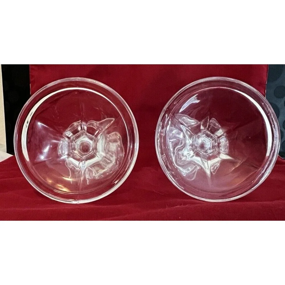 Clear Glass Crystal Candlestick Holders Pair Set Of 2 USA Vintage 4 in
